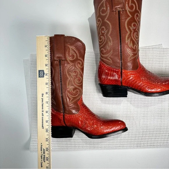 African Boot Co Python Leather Cowboy Boots Mens 6.5 Brown Western - Picture 13 of 14